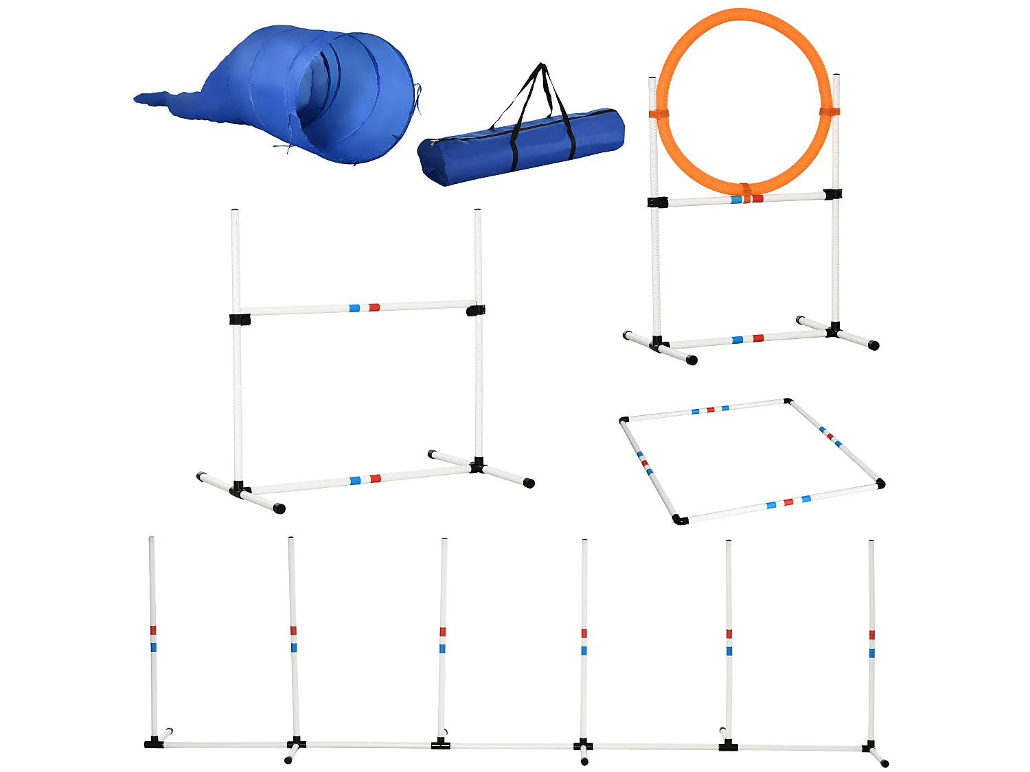 Conjunto de entrenamiento para mascotas blanco y azul 328x65x94.5 cm PawHut