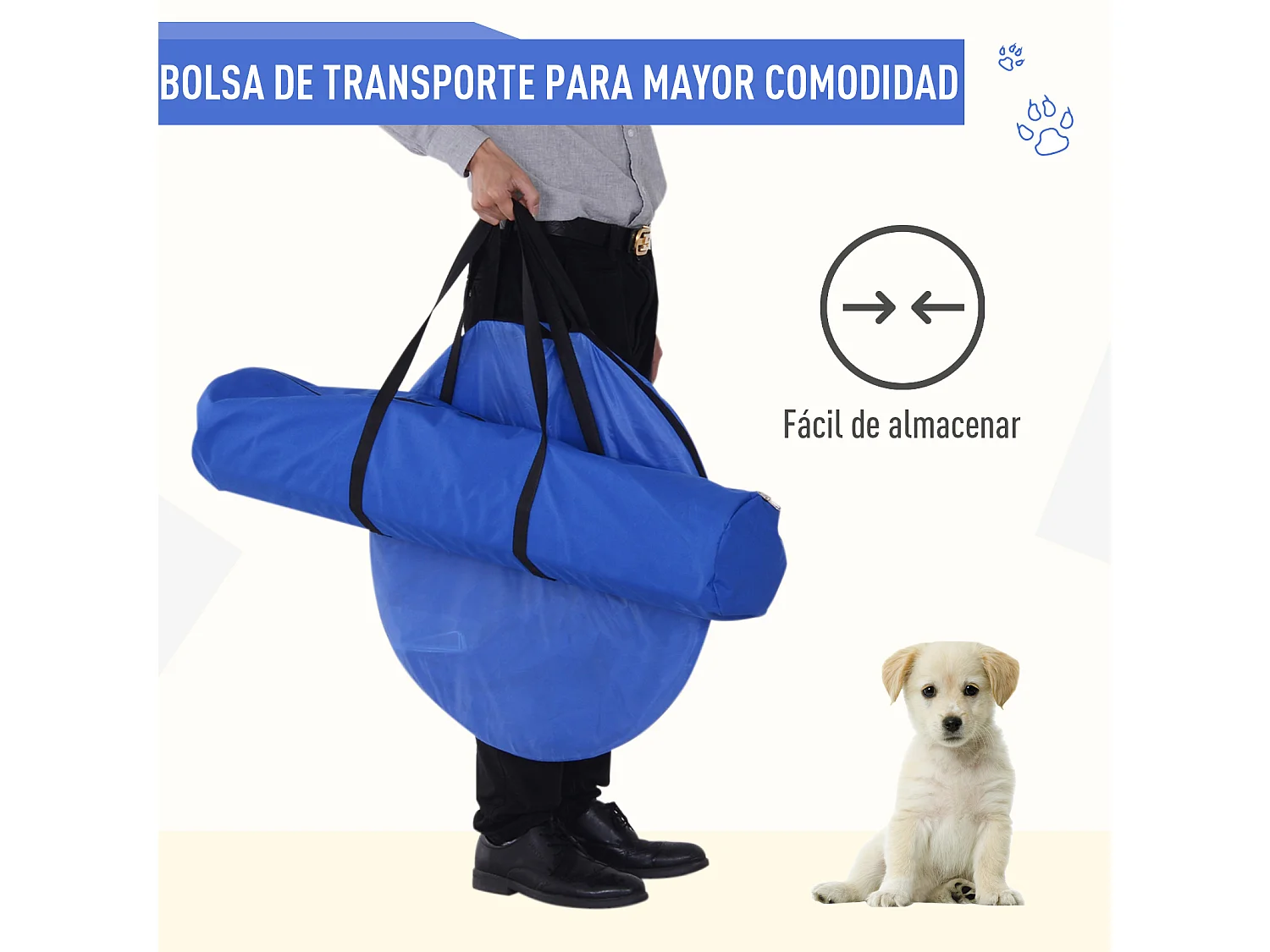 Conjunto de entrenamiento para mascotas blanco y azul 328x65x94.5 cm PawHut