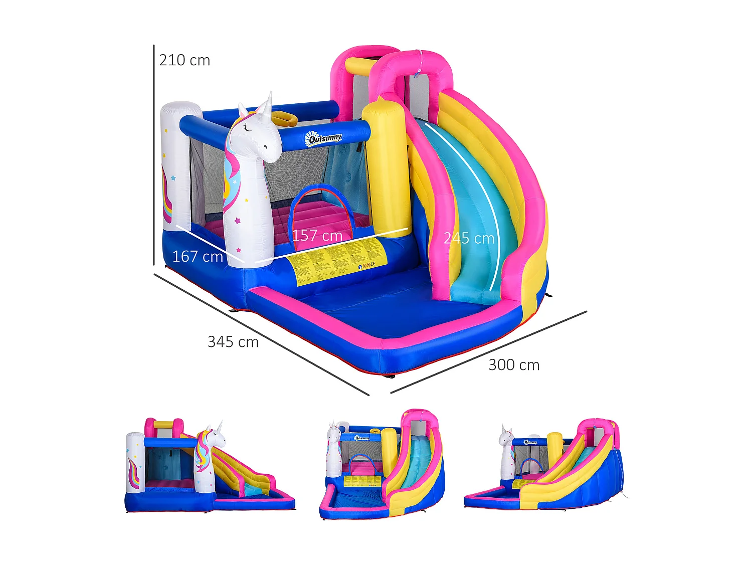 Castillo inflable infantil multicolor 345x300x210cm Outsunny