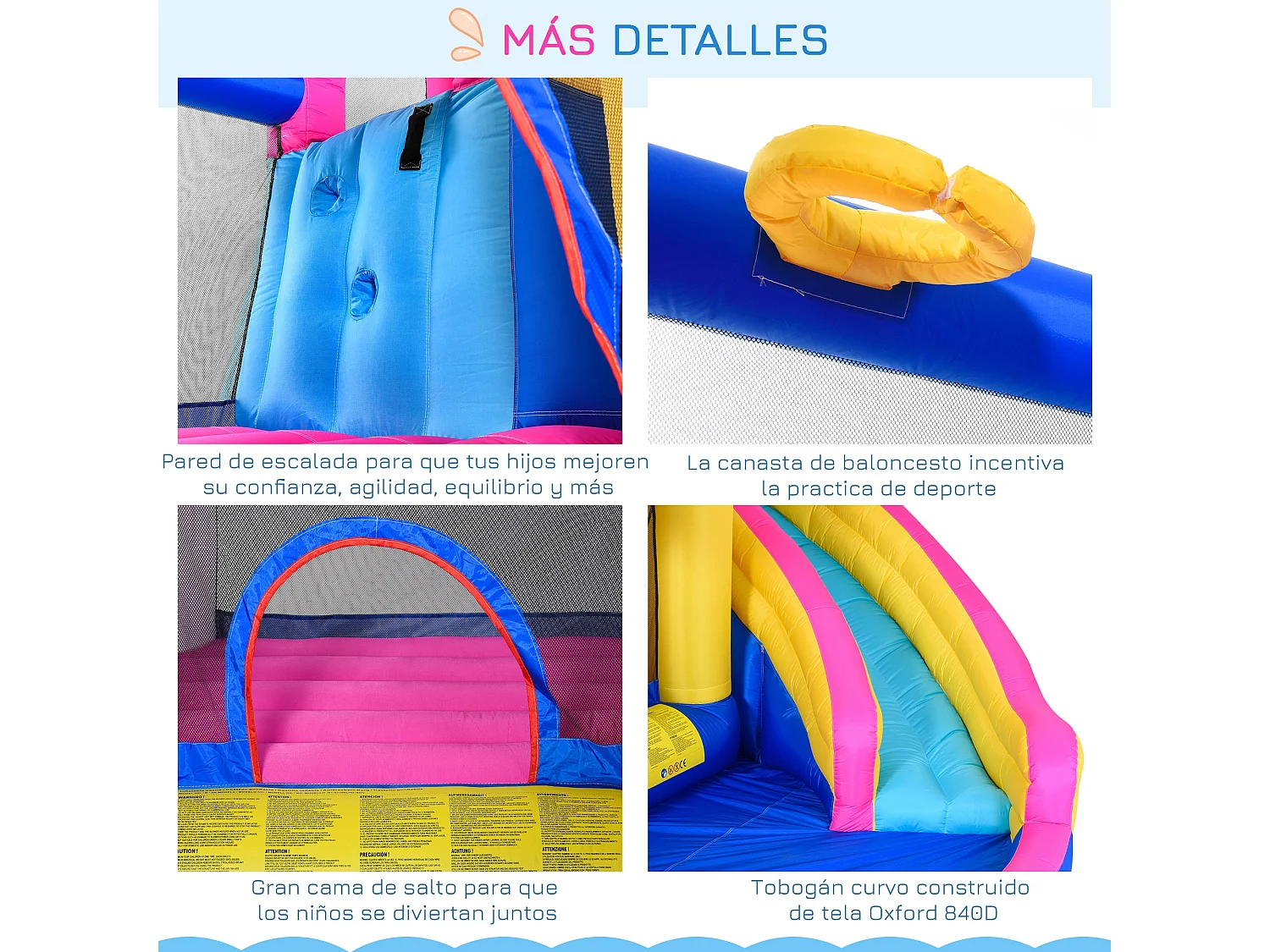 Castillo inflable infantil multicolor 345x300x210cm Outsunny