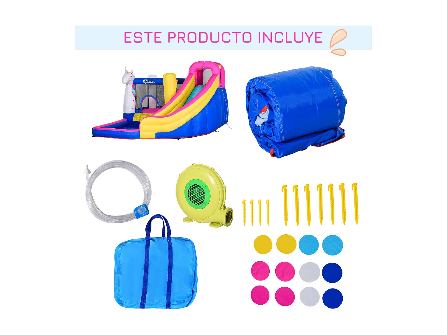 Castillo inflable infantil multicolor 345x300x210cm Outsunny