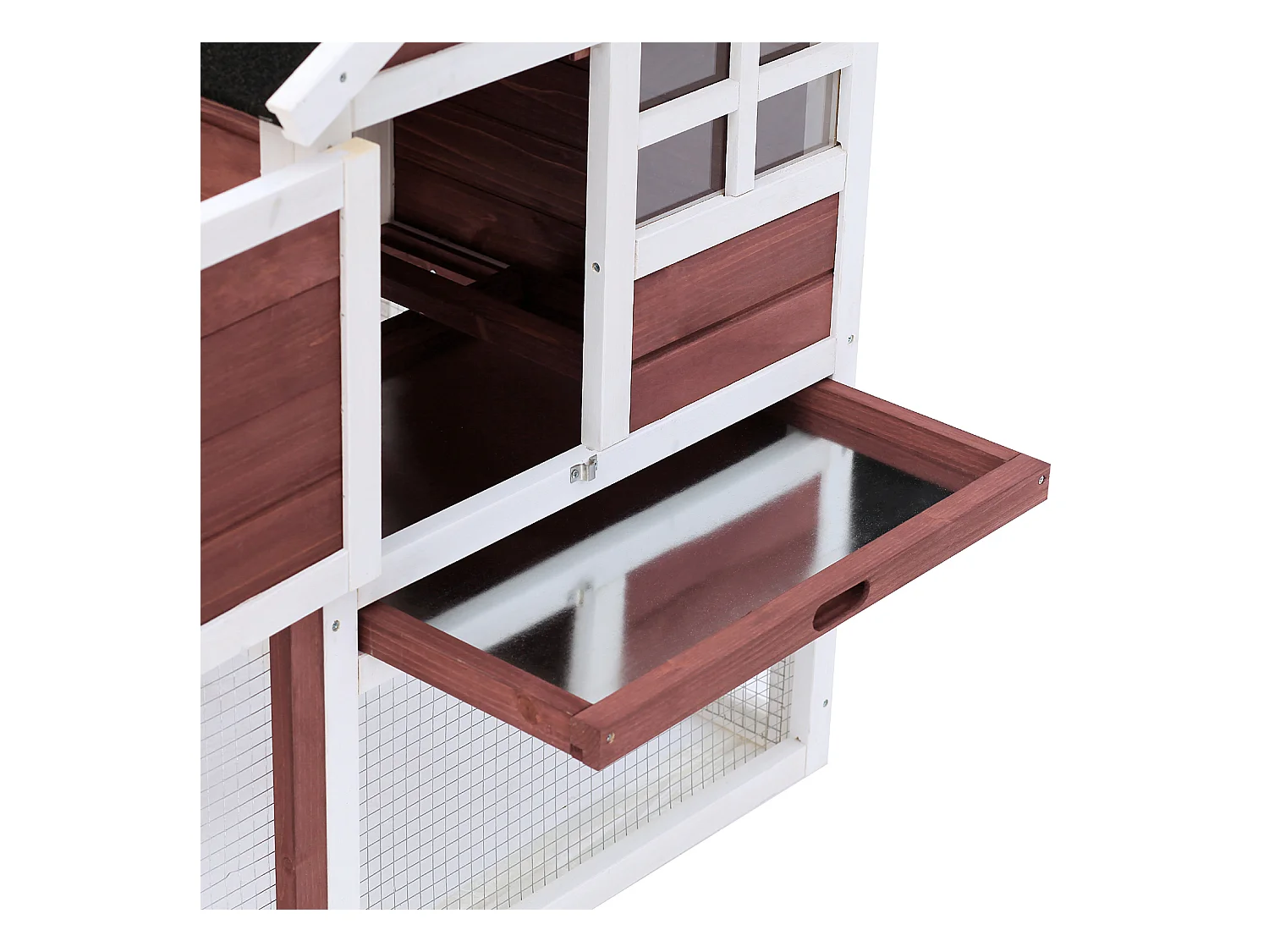 Conejera de madera exterior rojo 122x62.6x92 cm PawHut