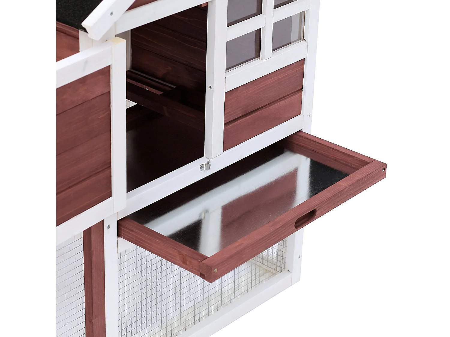 Conejera de madera exterior rojo 122x62.6x92 cm PawHut