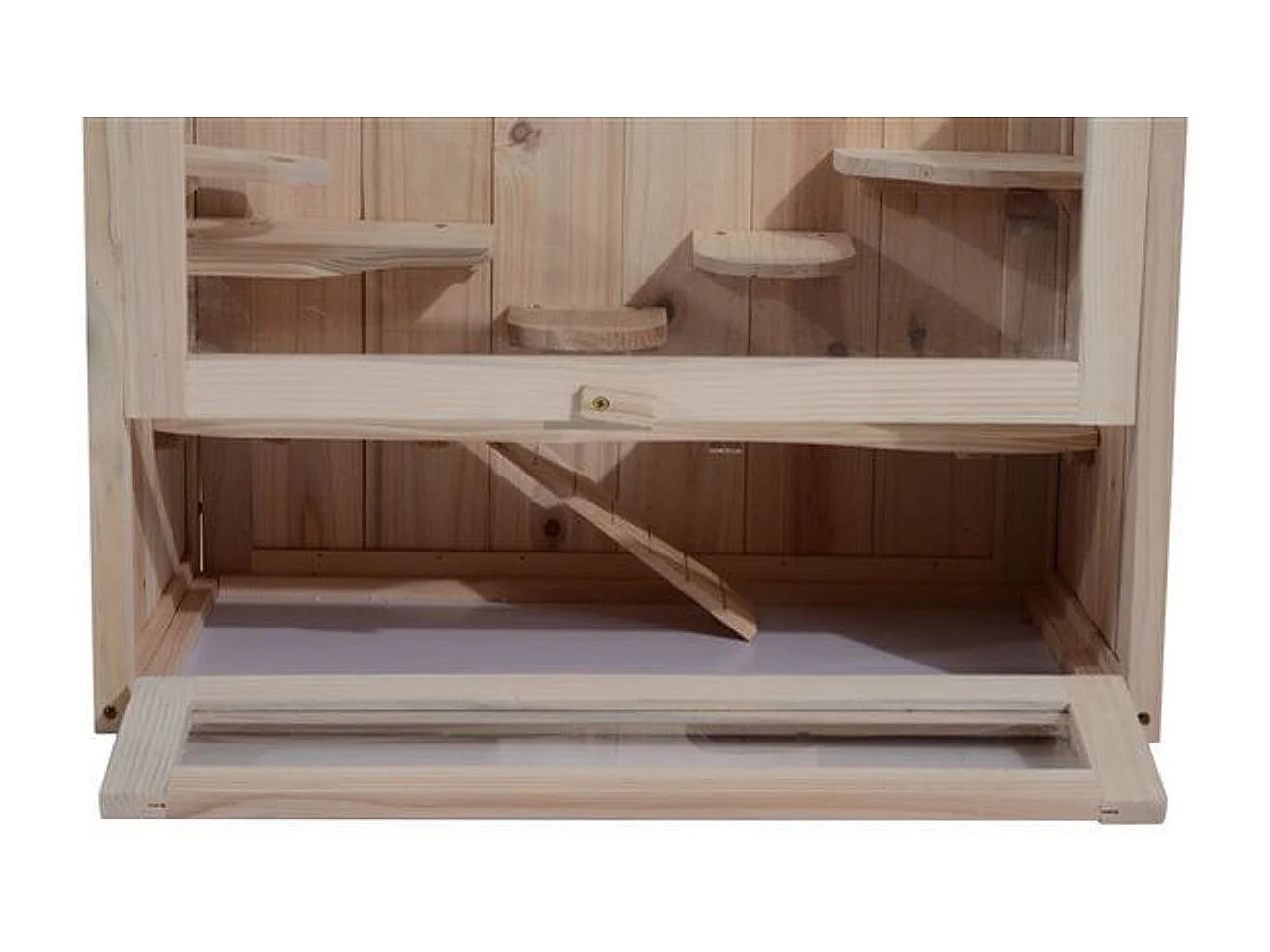 Jaula madera para hámster natural 60x35x42cm PawHut