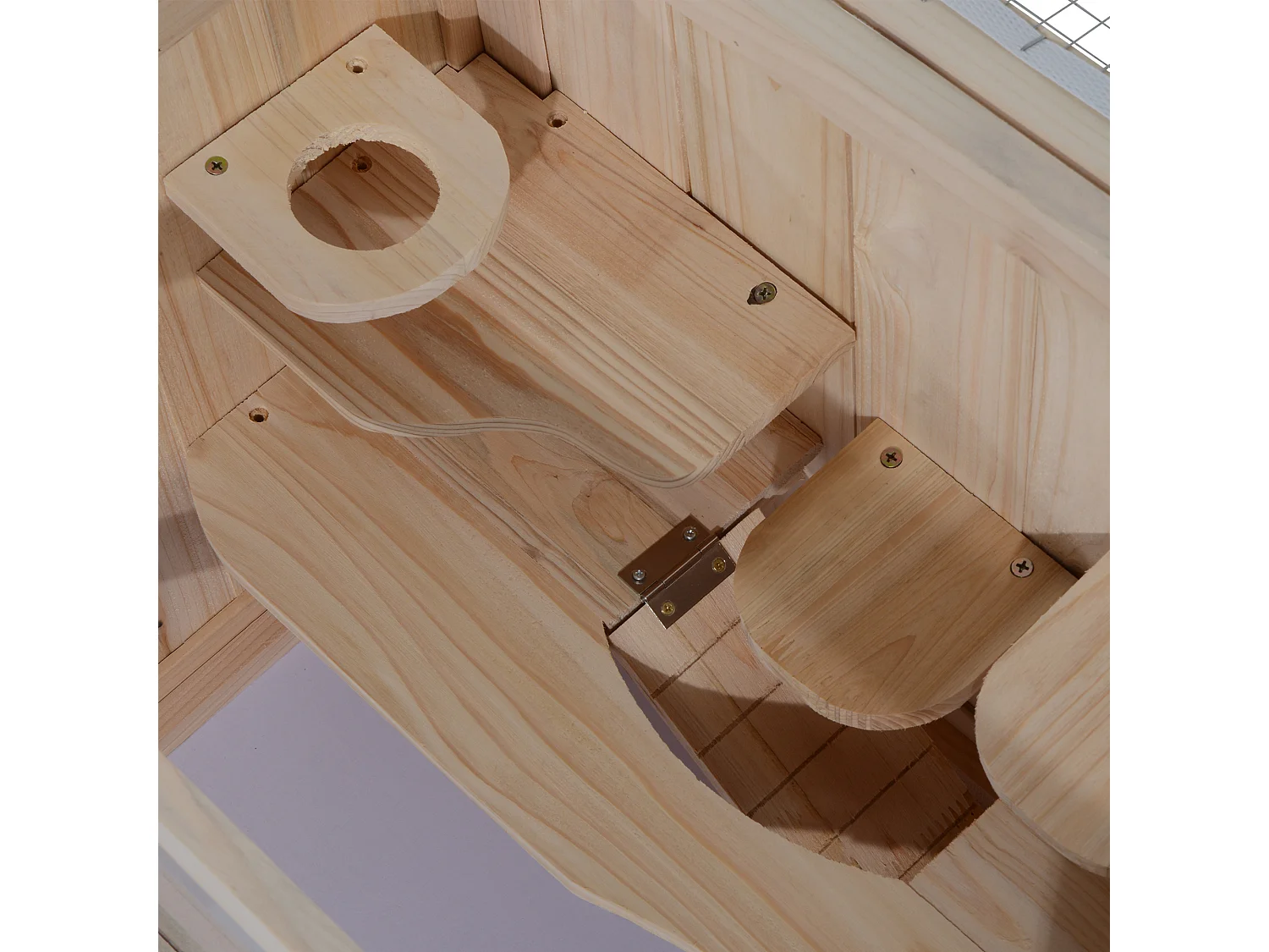 Jaula madera para hámster natural 60x35x42cm PawHut