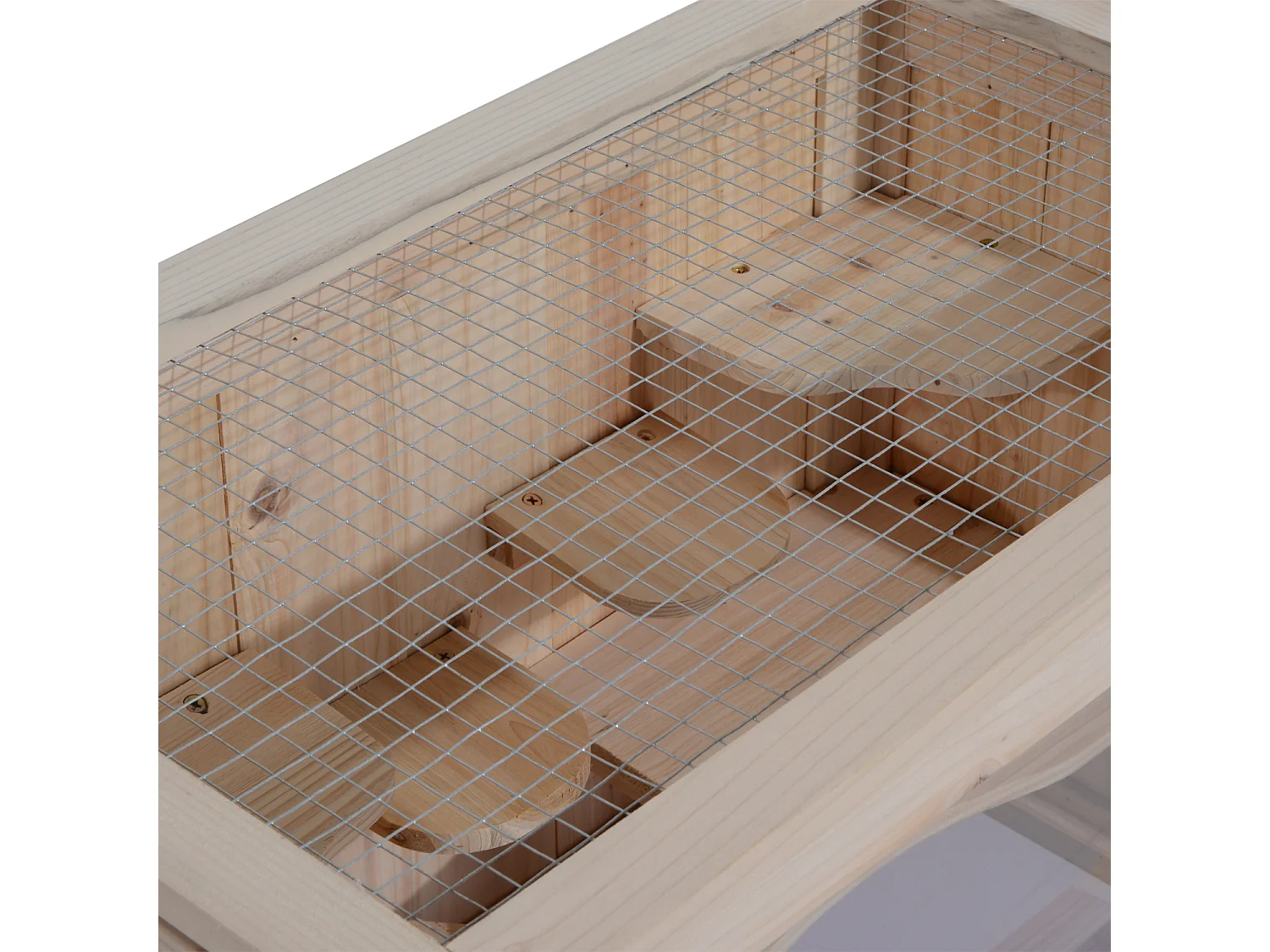 Jaula madera para hámster natural 60x35x42cm PawHut