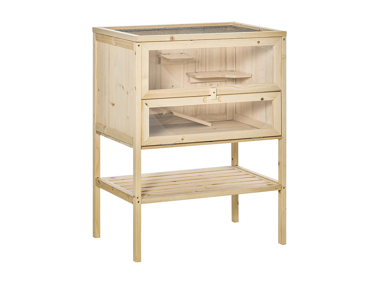 Jaula para hámster madera natural 60x40x80cm PawHut