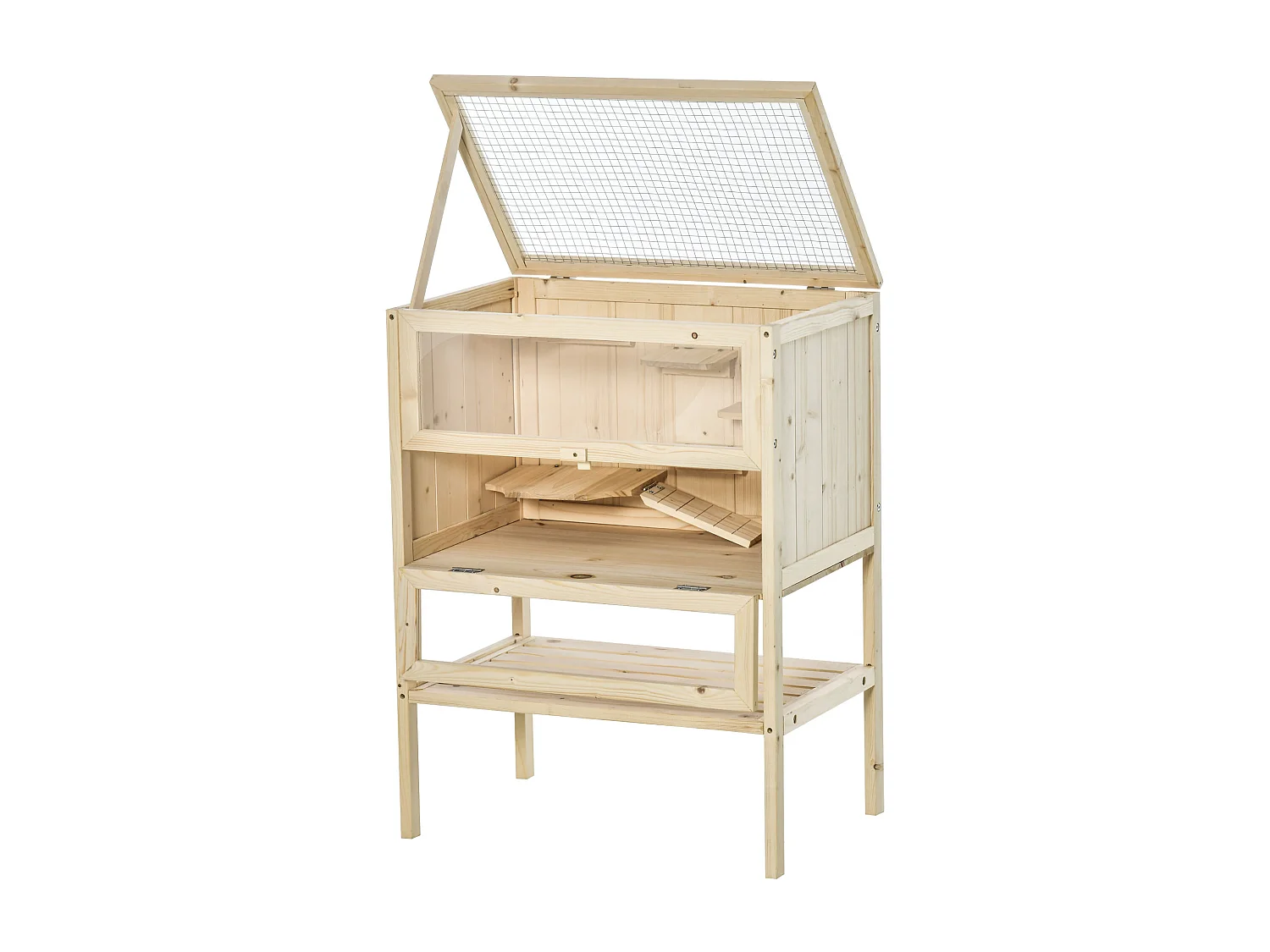 Jaula para hámster madera natural 60x40x80cm PawHut