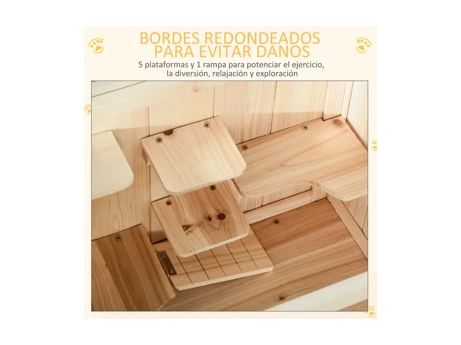 Jaula para hámster madera natural 60x40x80cm PawHut