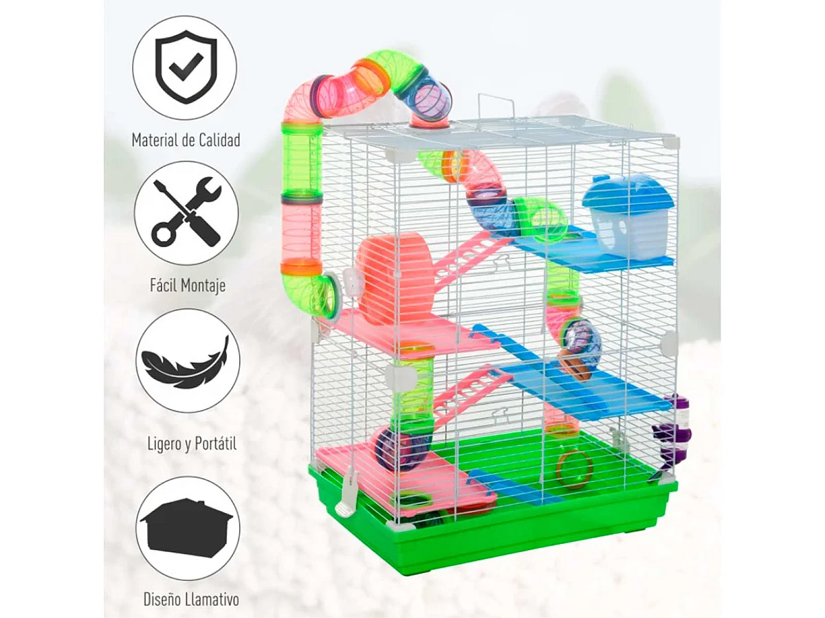 Jaula para hámster verde 46x30x58 cm PawHut