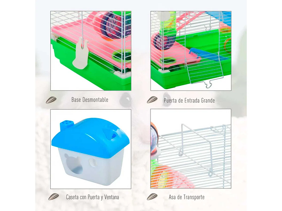 Jaula para hámster verde 46x30x58 cm PawHut