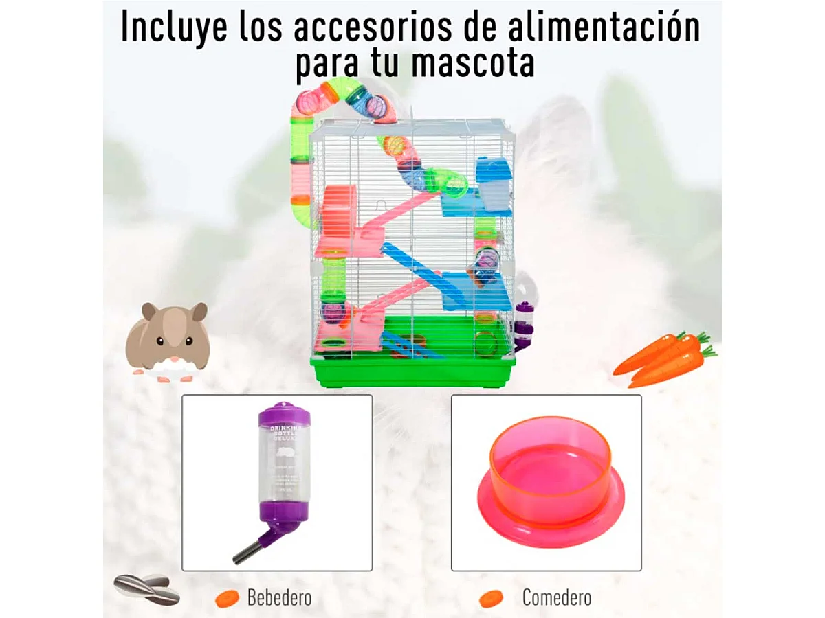 Jaula para hámster verde 46x30x58 cm PawHut