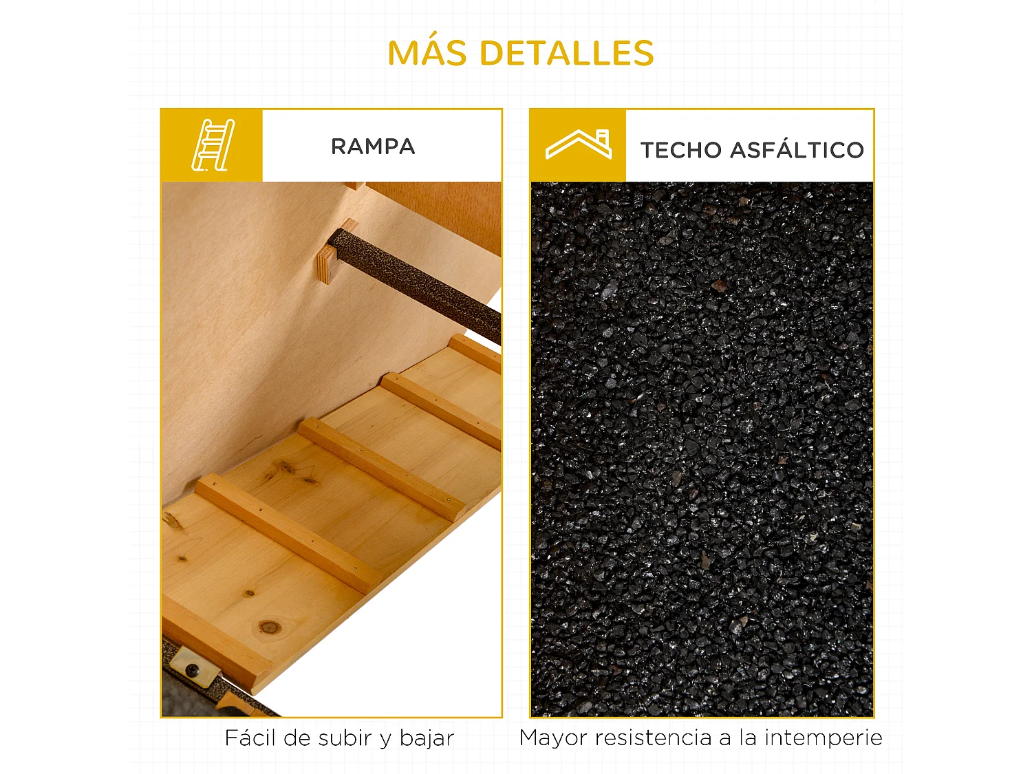 Conejera de exterior de madera amarillo, negro 89.5 x 45 x 81cm PawHut