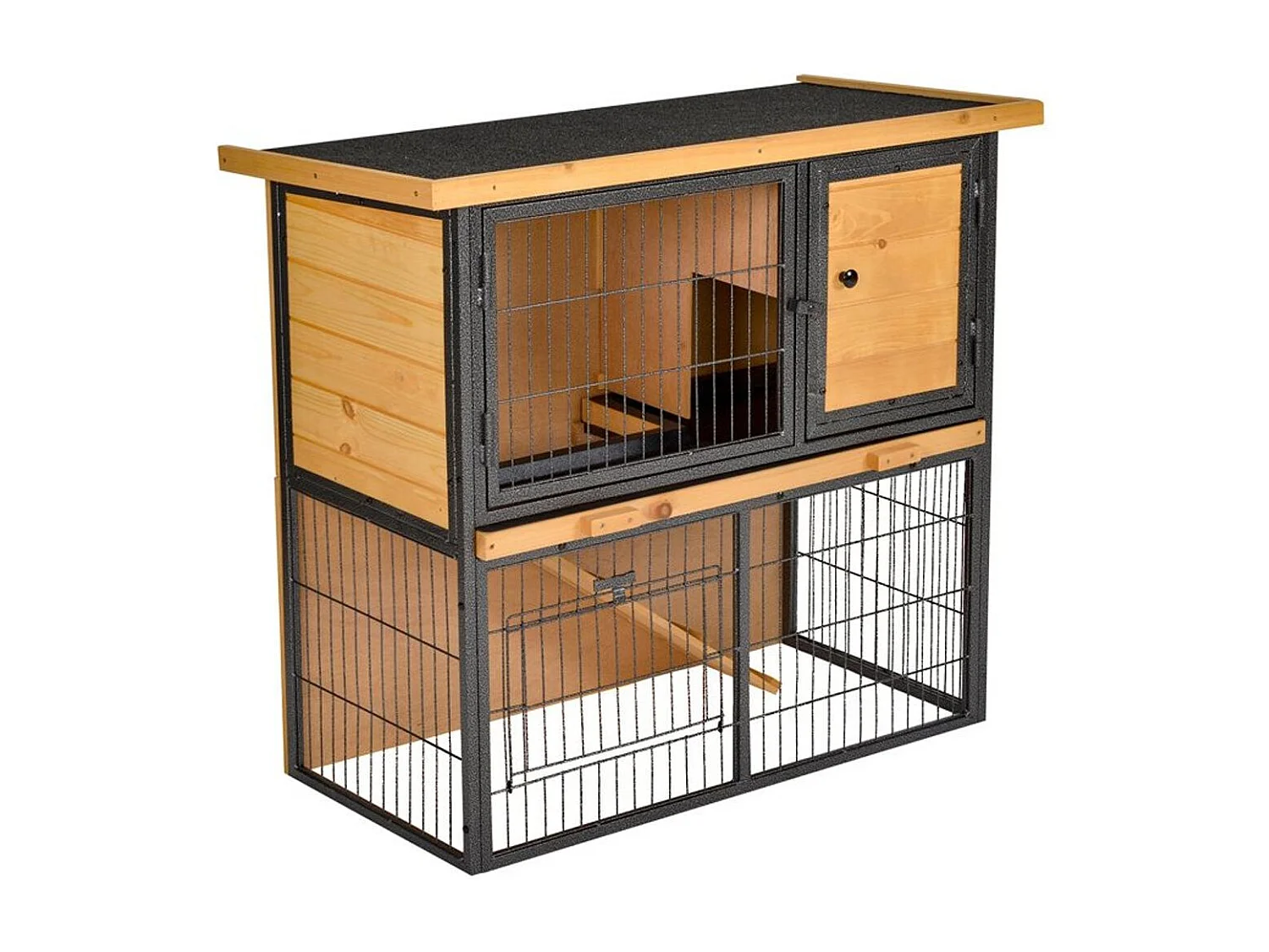 Conejera de exterior de madera amarillo, negro 89.5 x 45 x 81cm PawHut