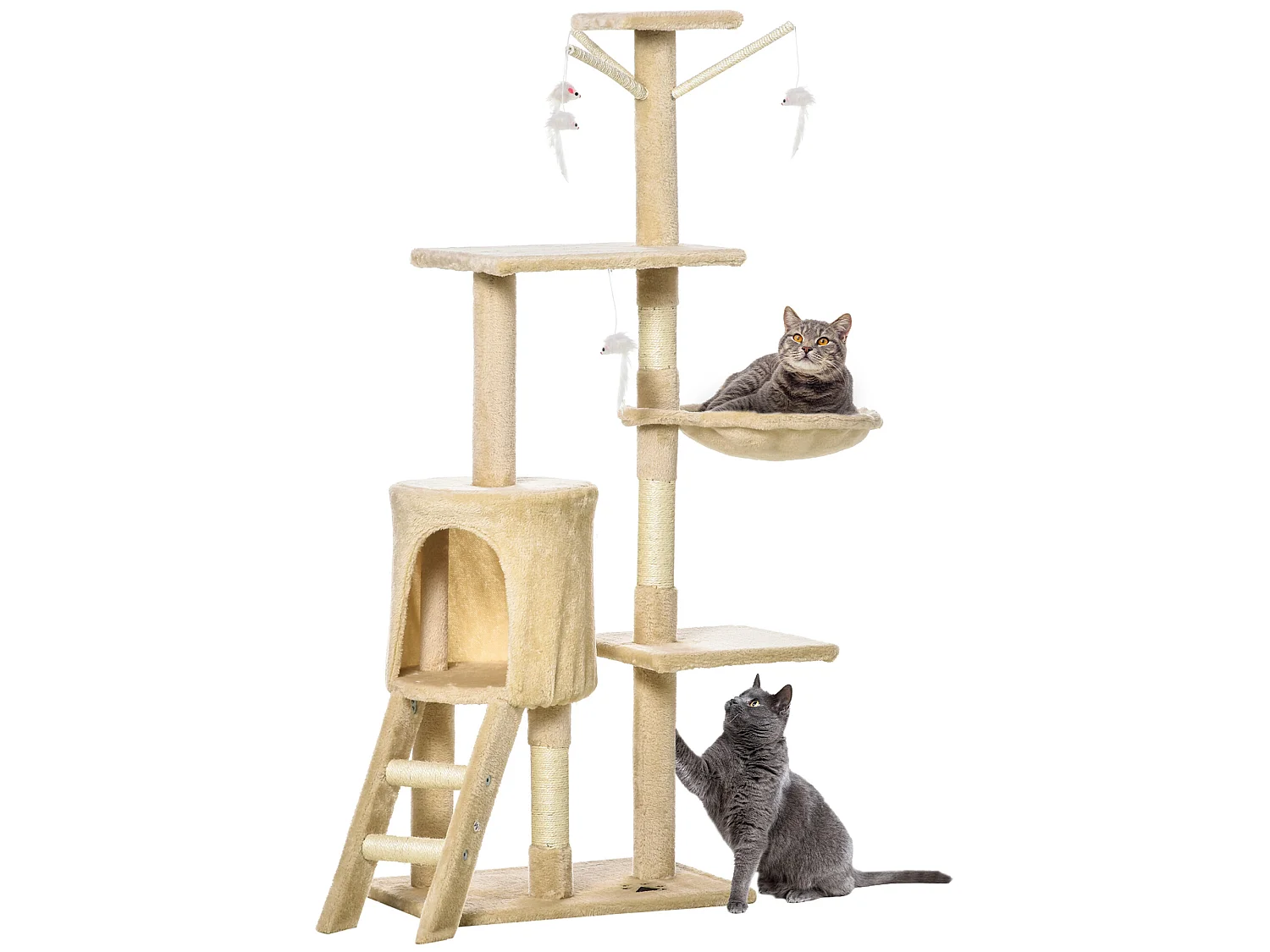 Árbol para gatos beige 50x35x134.2cm PawHut
