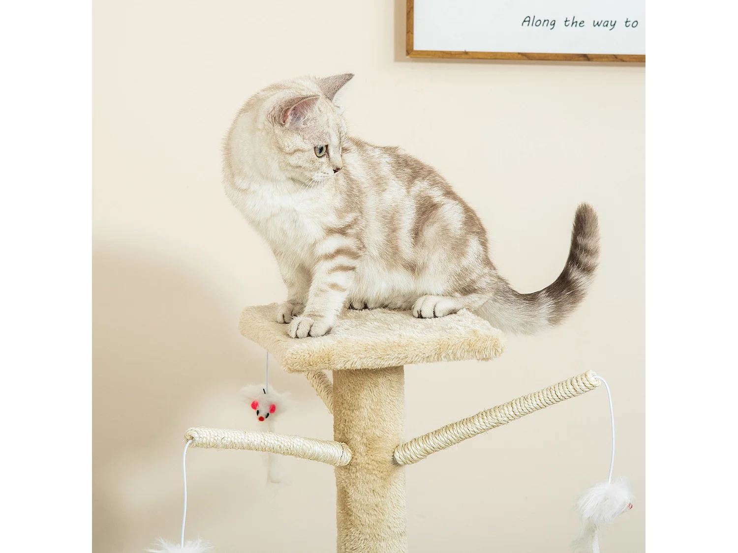 Árbol para gatos beige 50x35x134.2cm PawHut