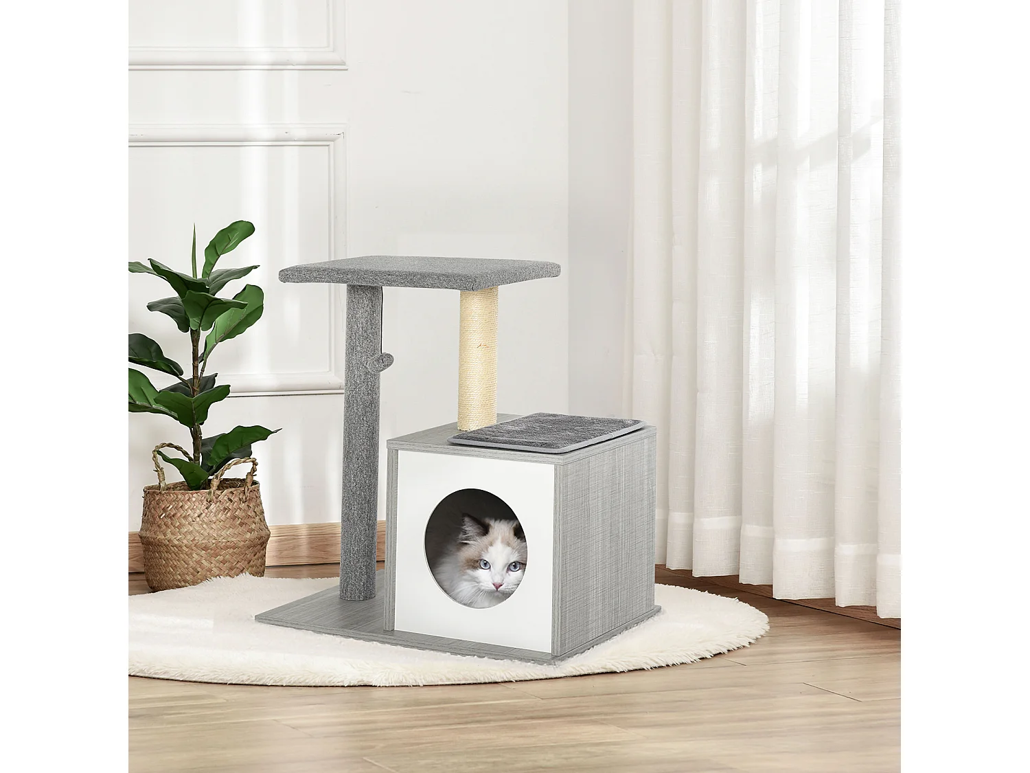 Árbol para gatos gris 59x39x62 cm PawHut