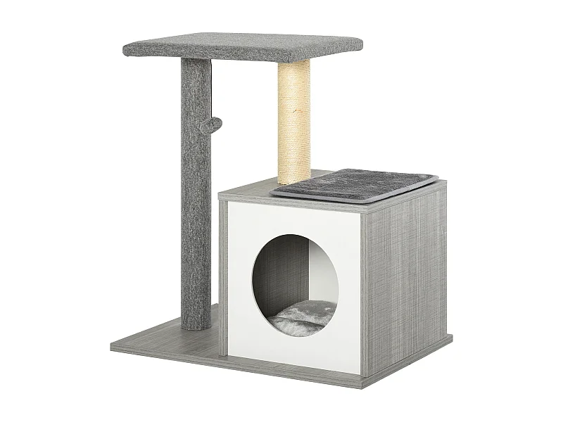 Árbol para gatos gris 59x39x62 cm PawHut