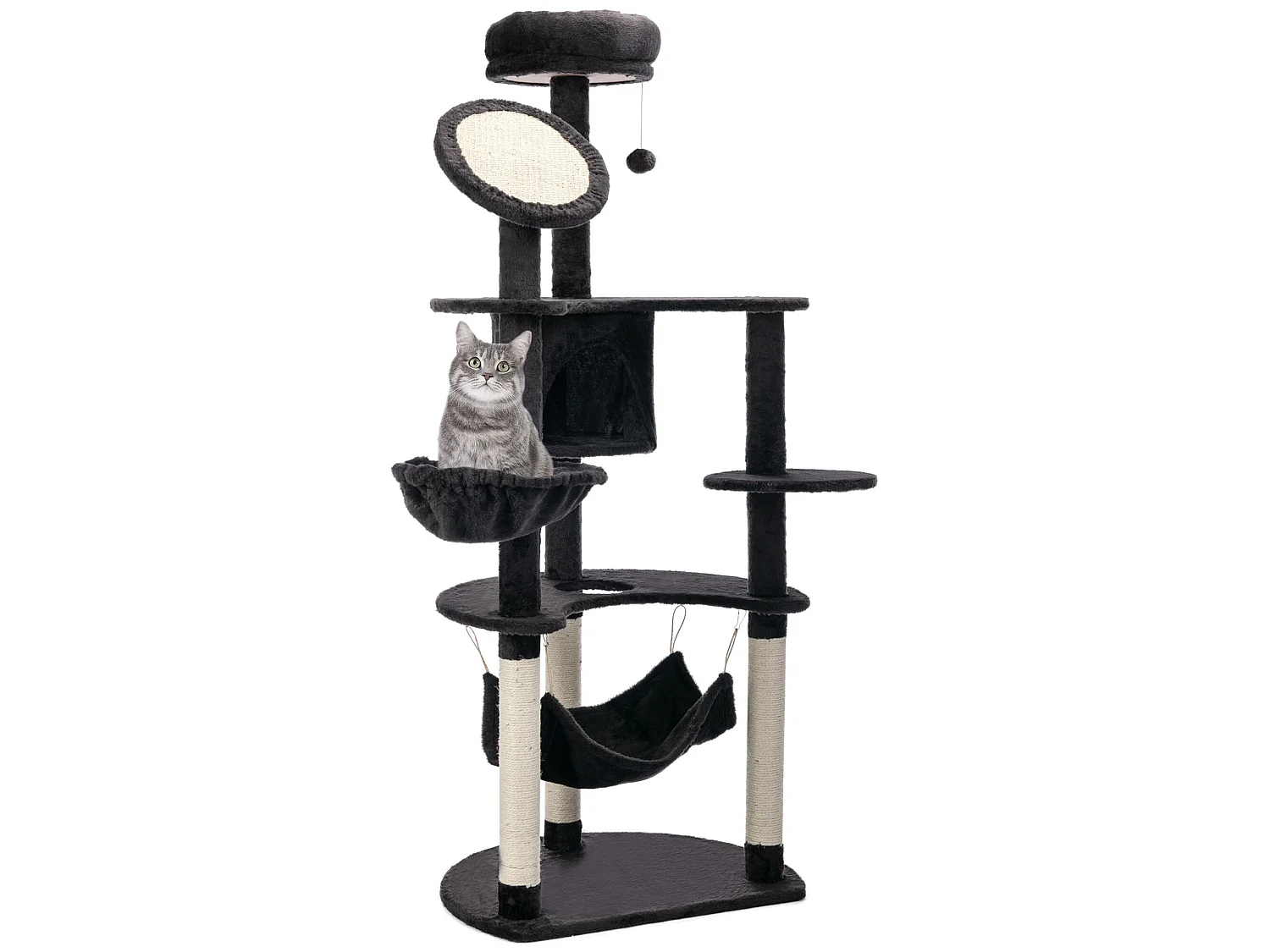 Árbol para gatos gris oscuro 64.5x50.5x153 cm PawHut