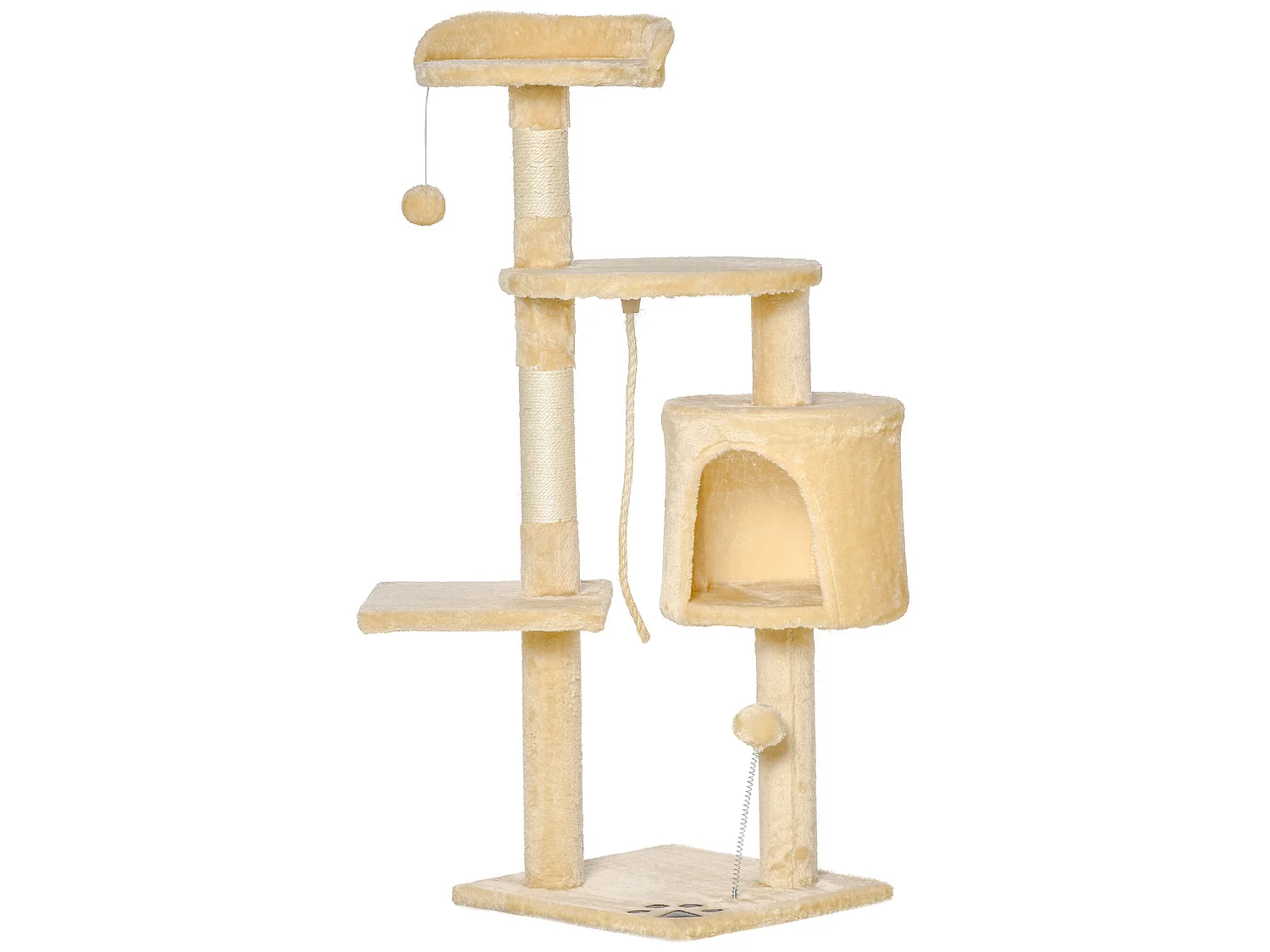 Árbol para gatos beige 40x40x114cm PawHut
