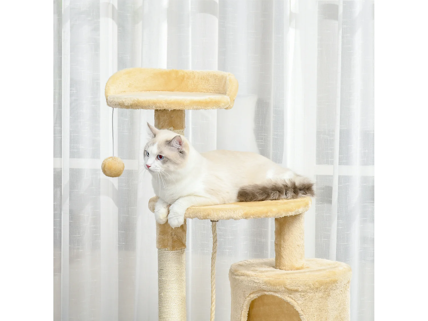 Árbol para gatos beige 40x40x114cm PawHut