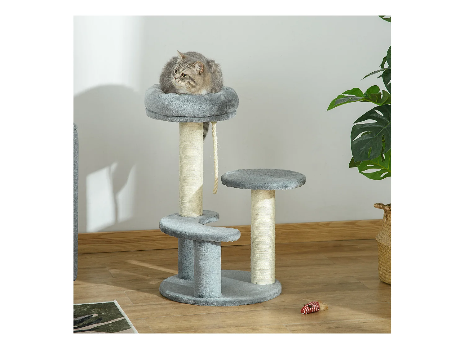 Árbol para gatos gris 40x40x65 cm PawHut