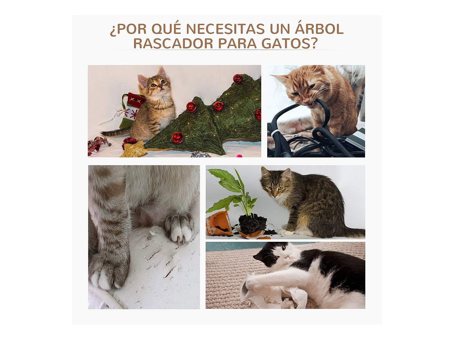 Árbol para gatos gris 40x40x65 cm PawHut