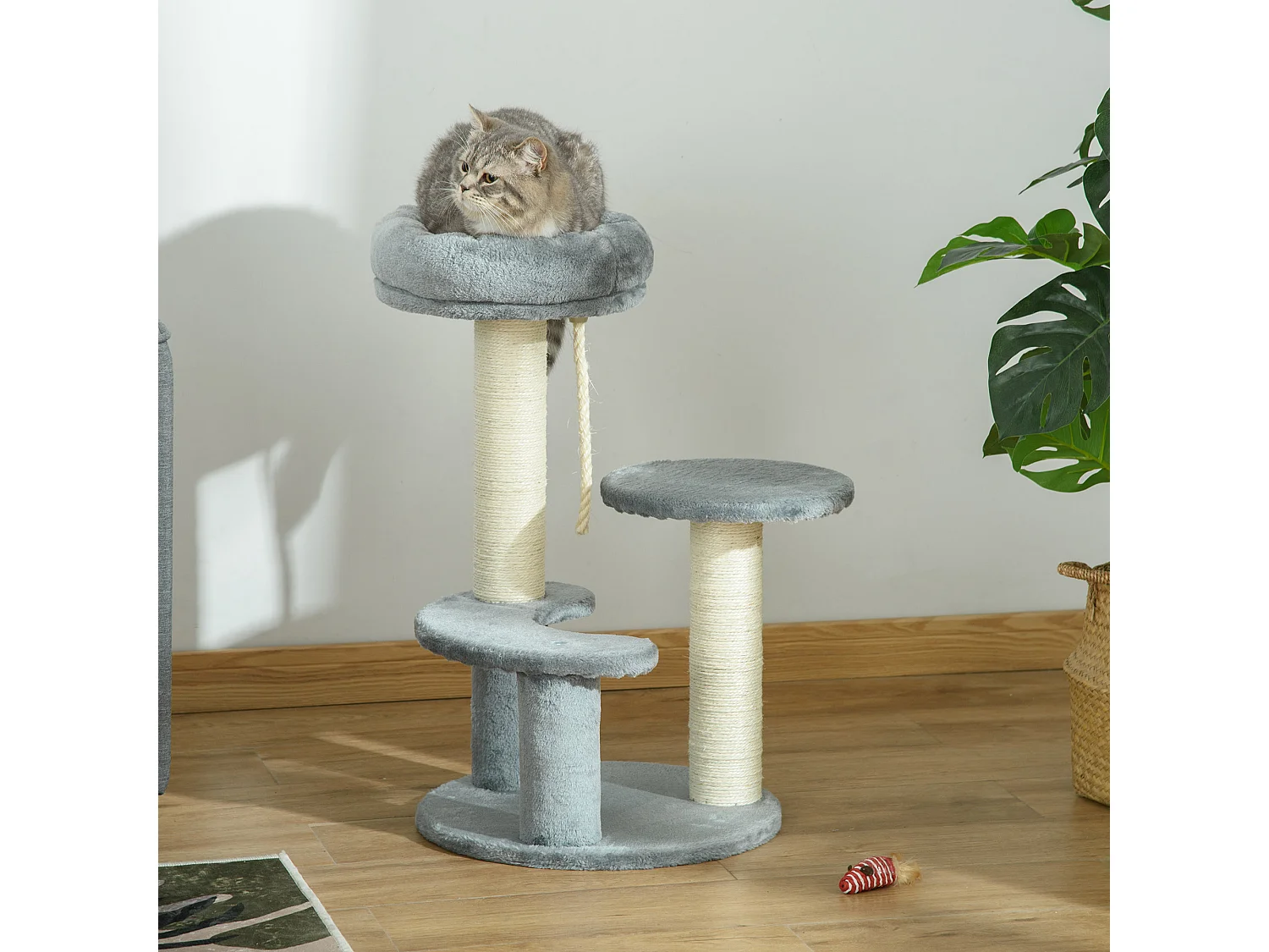 Árbol para gatos gris 40x40x65 cm PawHut