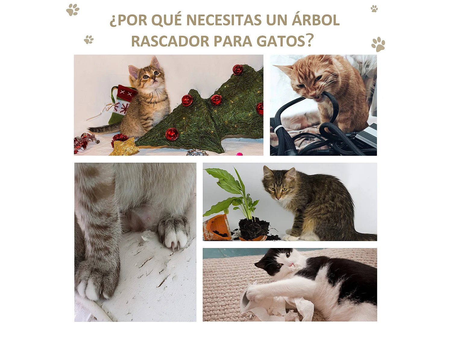 Árbol para gatos beige 70x40x152 cm PawHut