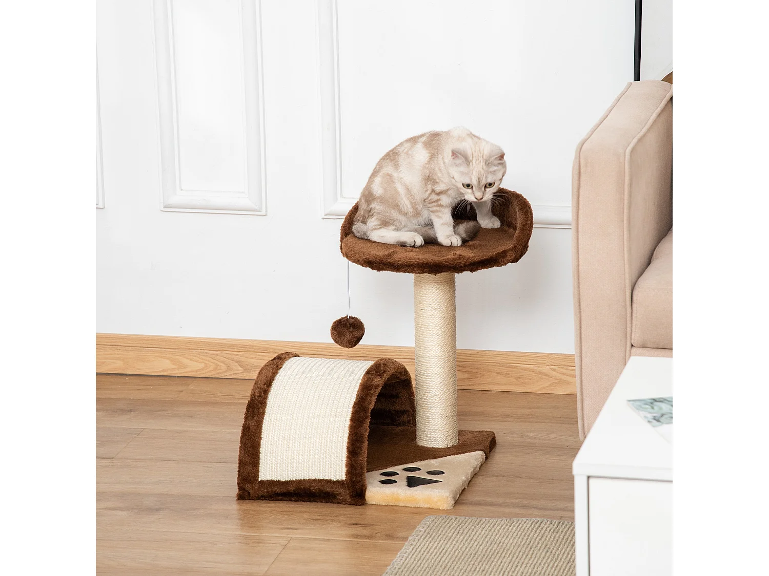 Árbol para gatos marrón 35.5x37x46 cm PawHut