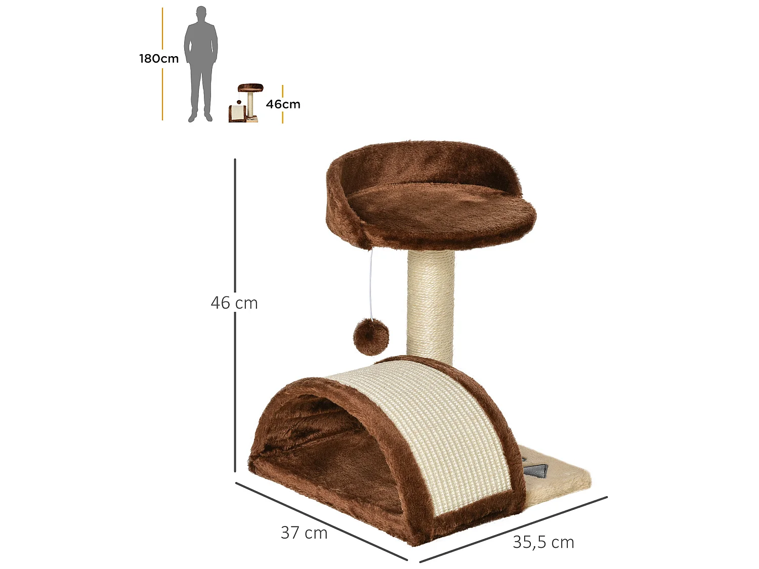 Árbol para gatos marrón 35.5x37x46 cm PawHut