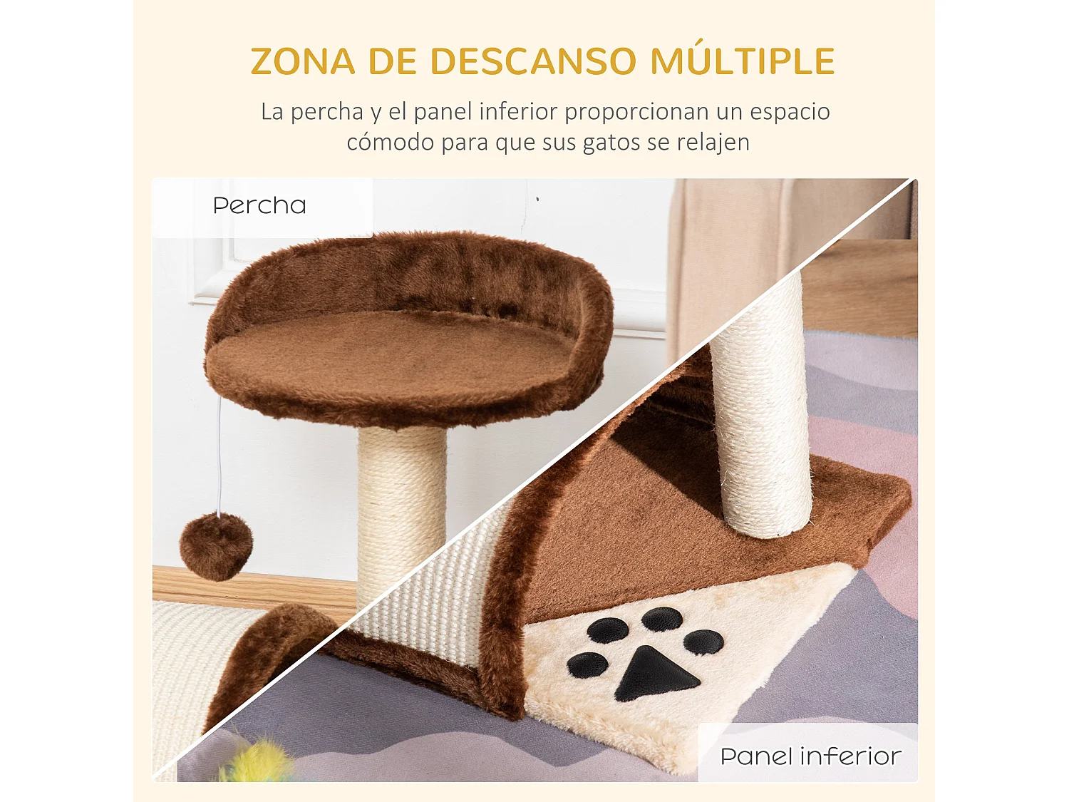 Árbol para gatos marrón 35.5x37x46 cm PawHut