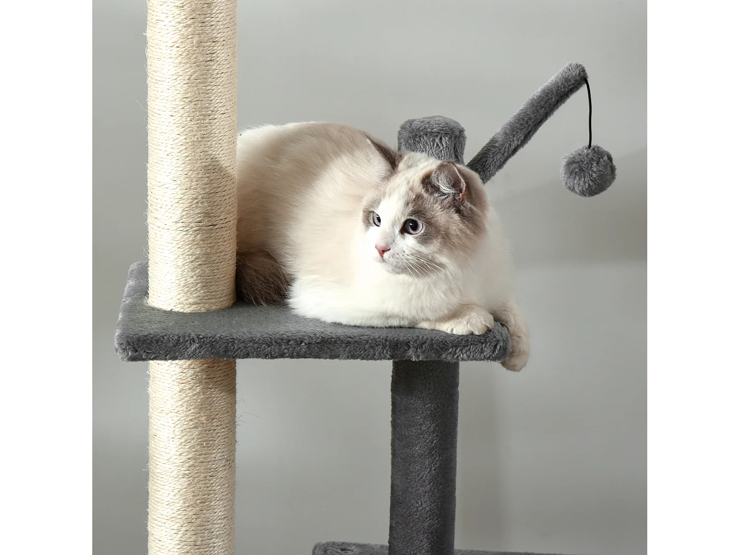 Árbol rascador para gatos gris claro 60x40x270 cm PawHut