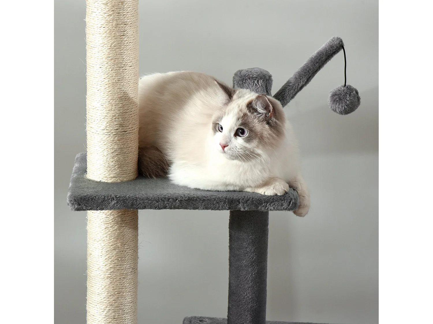 Árbol rascador para gatos gris claro 60x40x270 cm PawHut