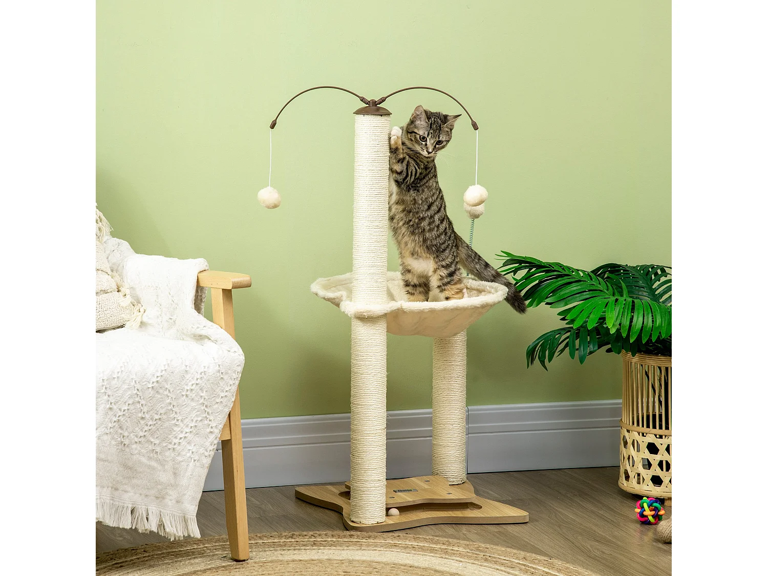 Árbol para gatos beige 53.5x53.5x90 cm PawHut