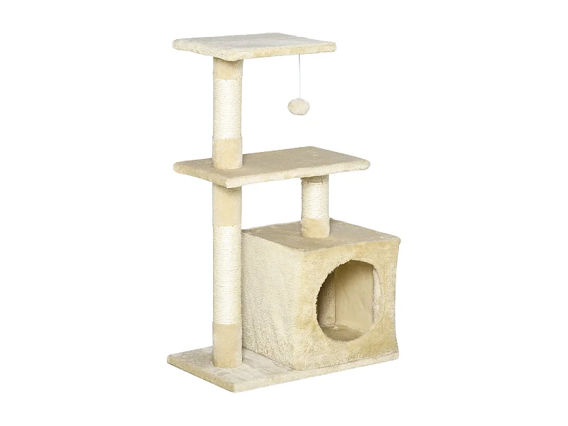 Árbol para gatos beige 50x30x81.5 cm PawHut