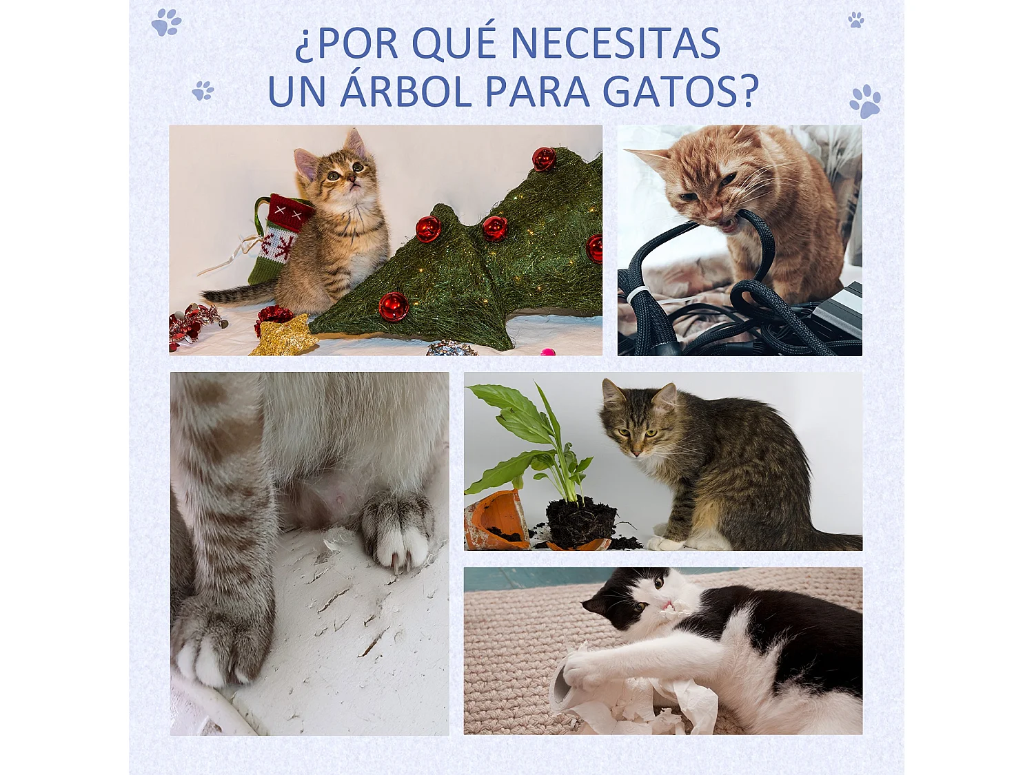 Árbol para gatos gris 50x50x170 cm PawHut