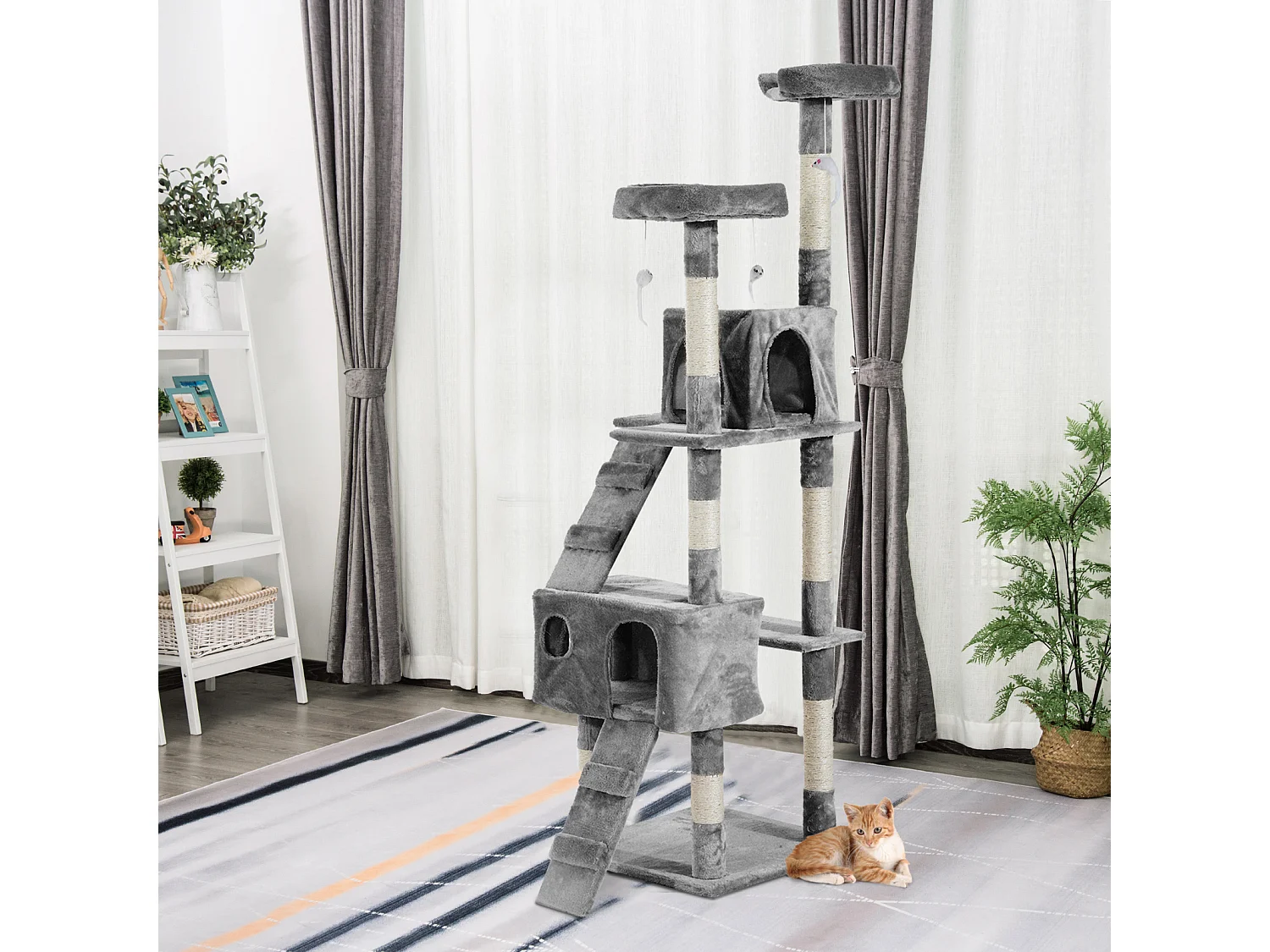Árbol para gatos gris 50x50x170 cm PawHut