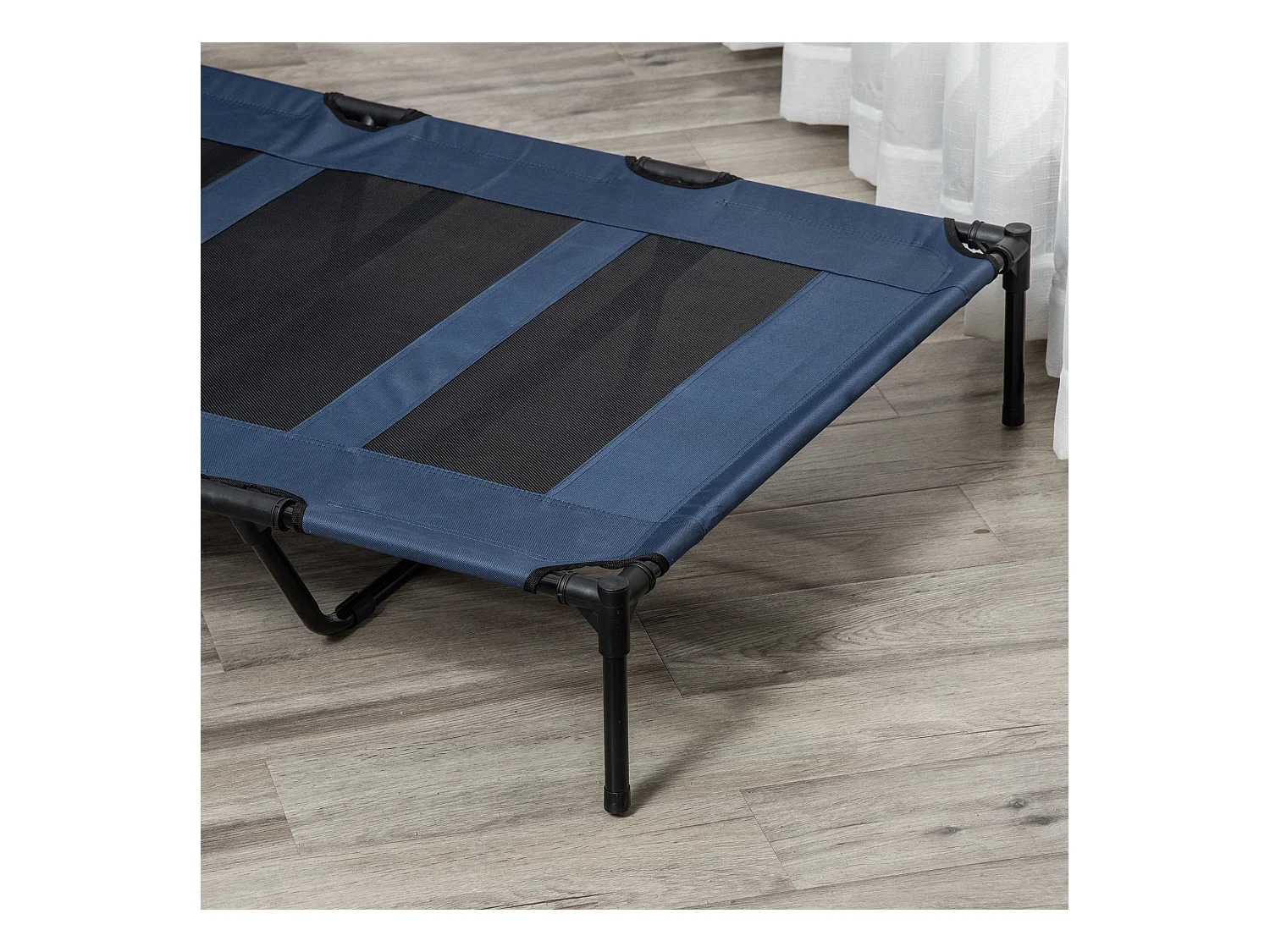 Cama elevada para perros azul 122x92x23 cm PawHut