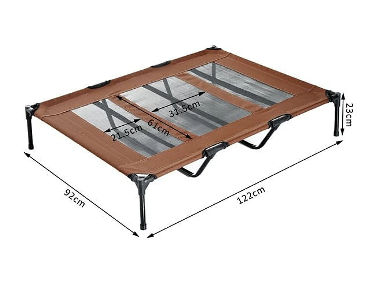 Cama elevada para perros café 122x92x23 cm PawHut