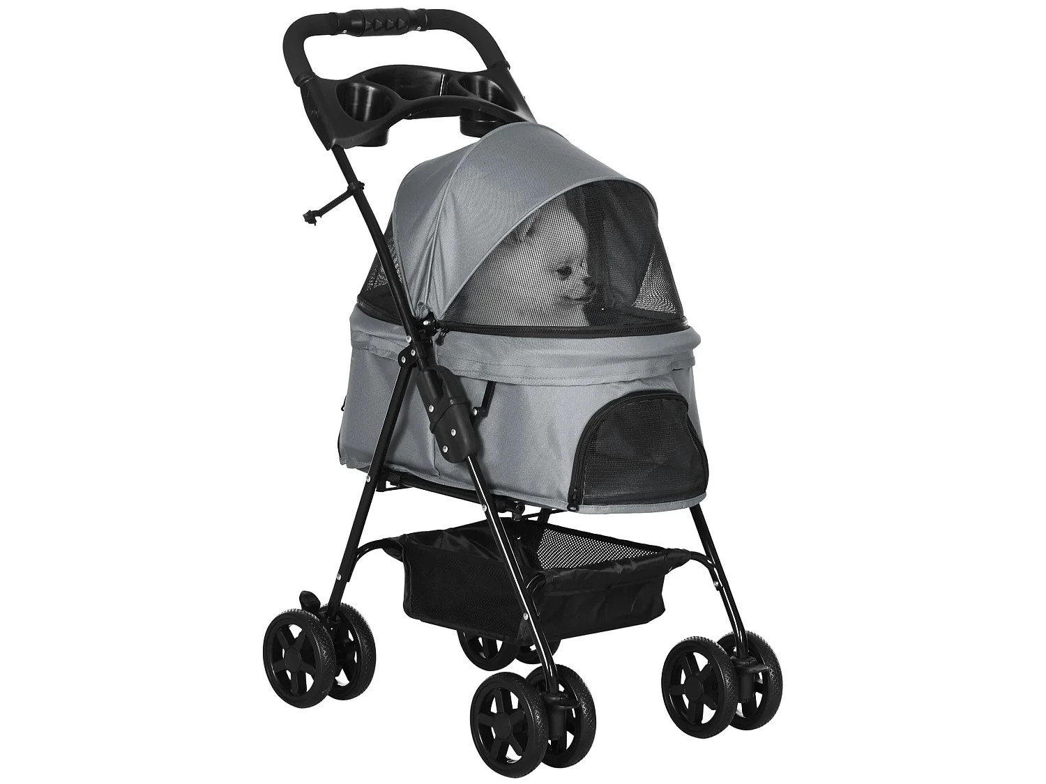 Cochecito para mascotas gris 67x45x96 cm PawHut