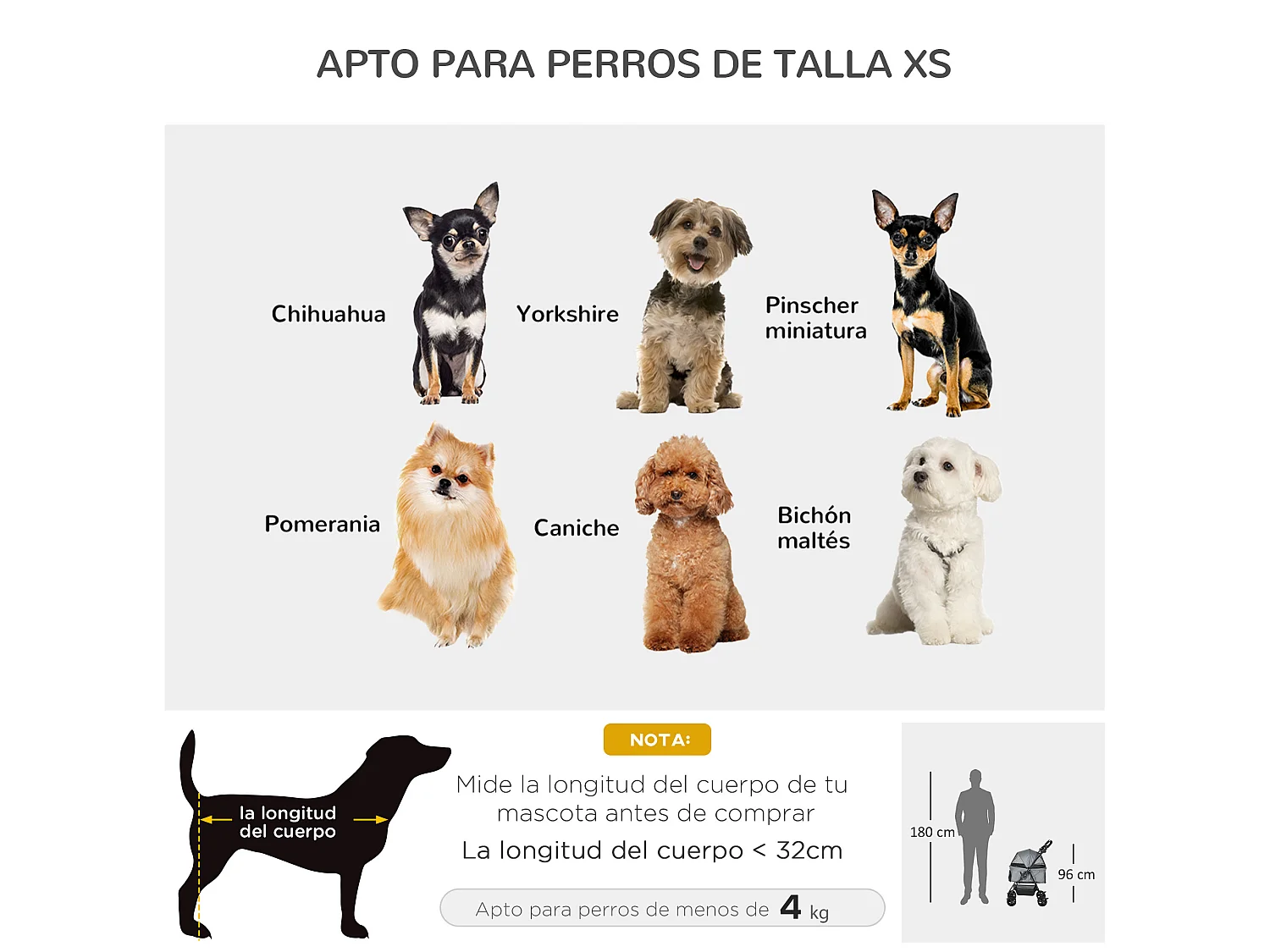 Cochecito para mascotas gris 67x45x96 cm PawHut