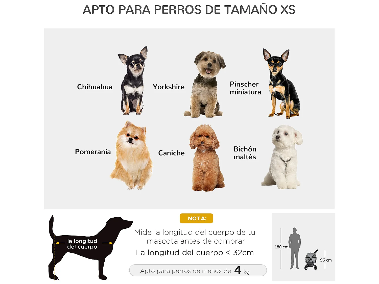 Cochecito para mascotas gris 67x45x96 cm PawHut