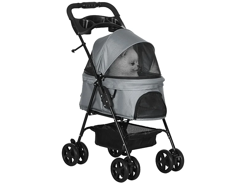 Cochecito para mascotas gris 67x45x96 cm PawHut