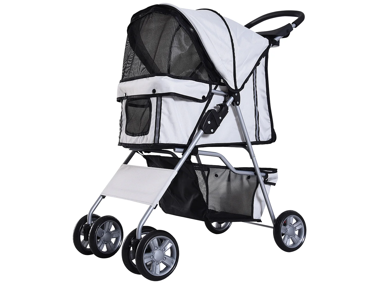 Cochecito para perro y gato gris 75x45x97 cm PawHut