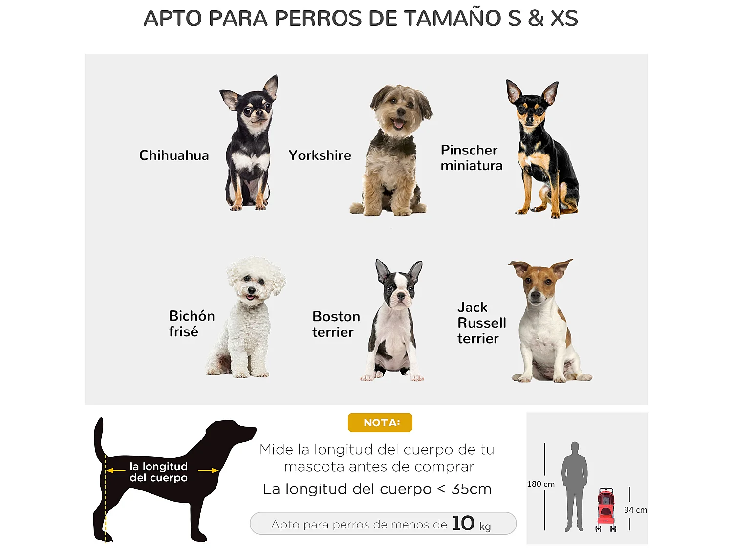 Cochecito para mascotas rojo 75x46x94 cm PawHut