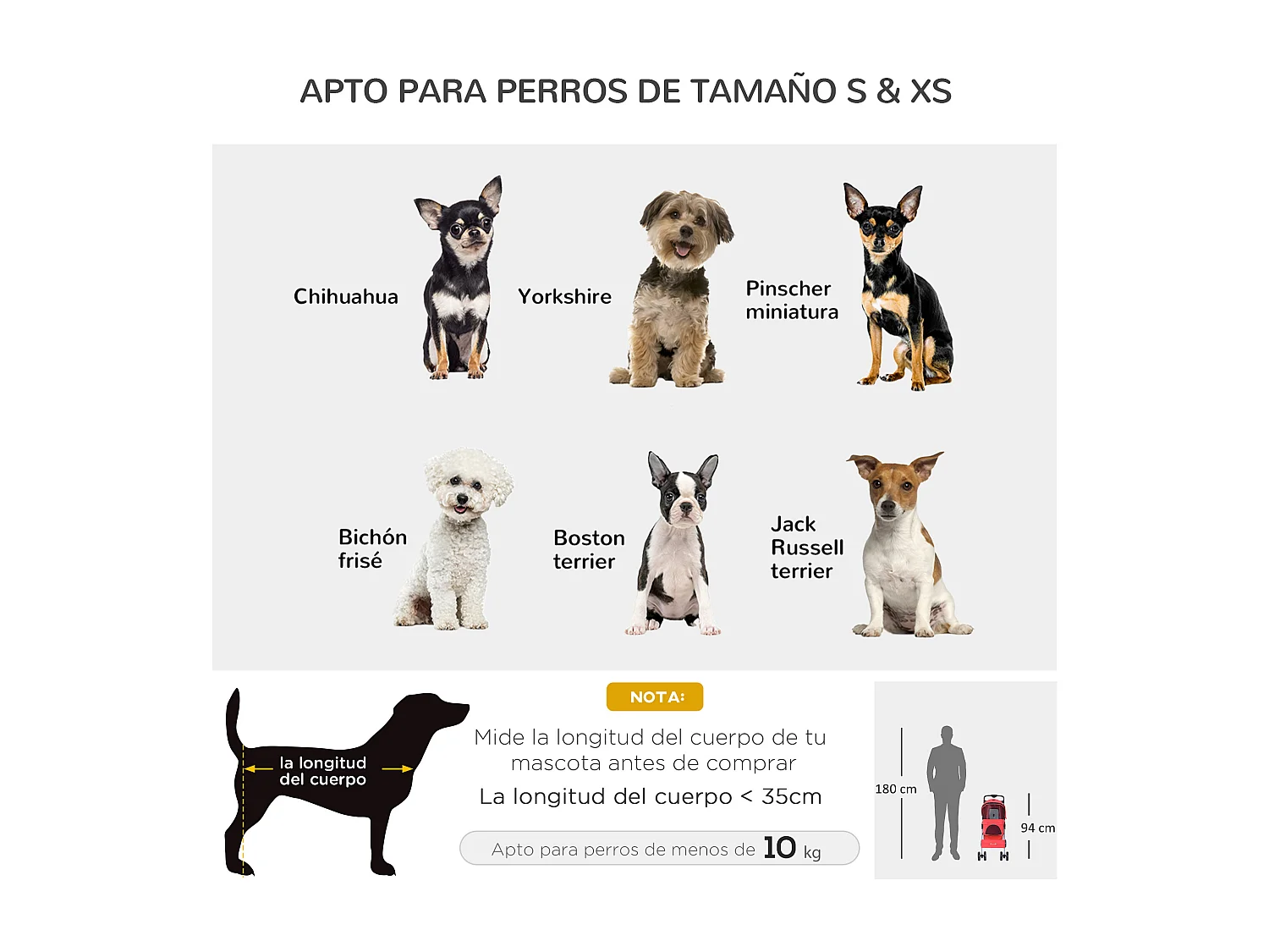 Cochecito para mascotas rojo 75x46x94 cm PawHut