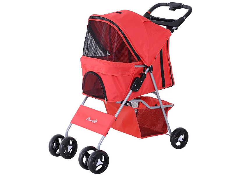 Cochecito para mascotas rojo 75x46x94 cm PawHut