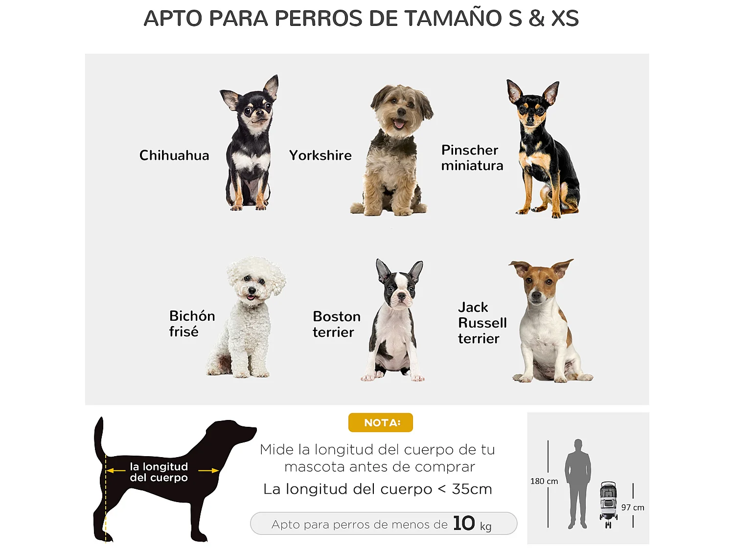 Cochecito para perro y gato gris 75x45x97 cm PawHut