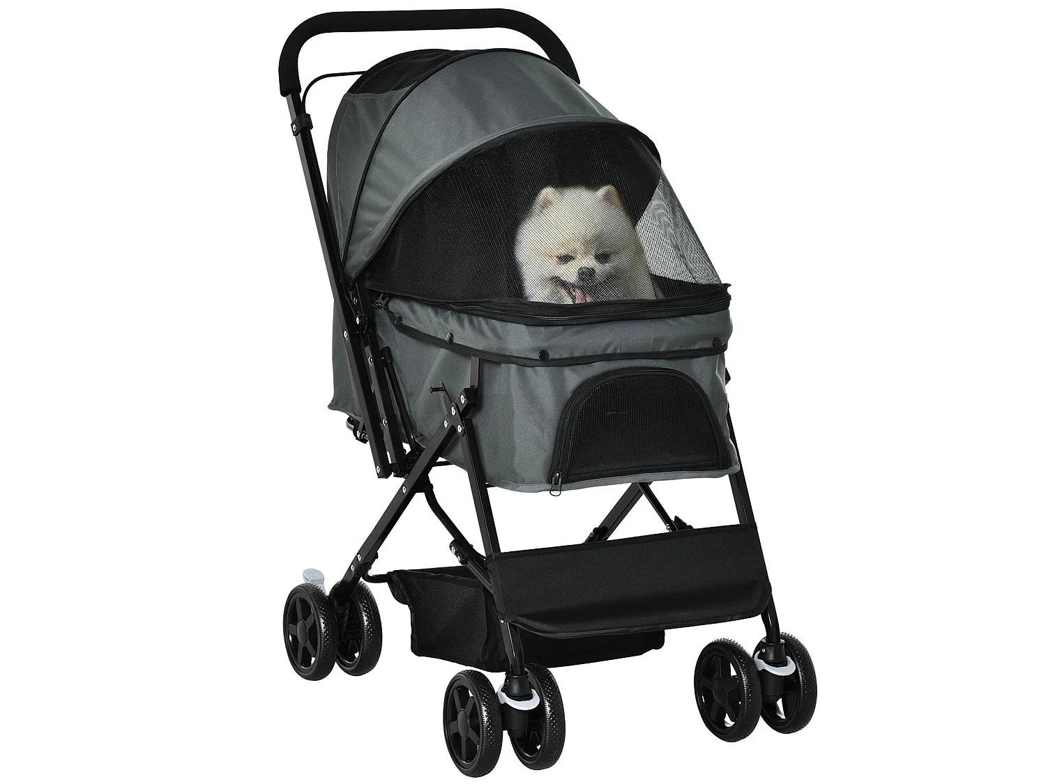 Cochecito para mascotas gris 76.5x52x95 cm PawHut